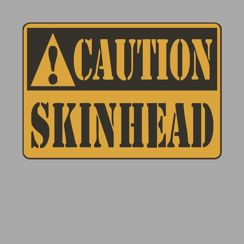 Caution: Skinhead Warning Sign in Yellow and Black Male Pullover Hoodie