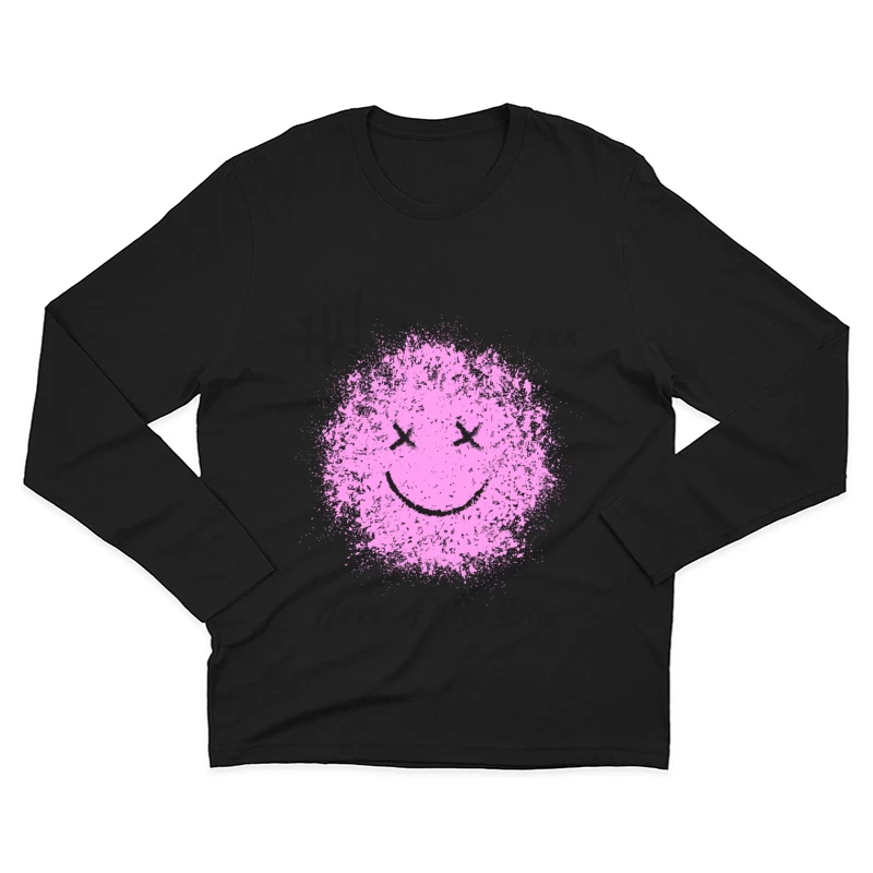 Rosa Smile mit Botschaft Herren Langarm T-Shirt