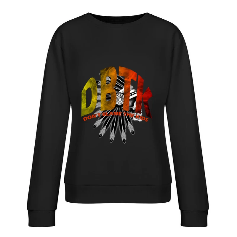 DBTK Logo Design Featuring Feathers and Skull Female Pullover Sweatshirt