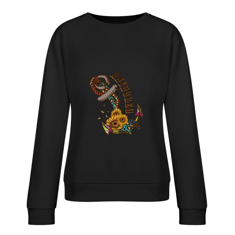 Anker mit Sonnenblumen Damen Pullover Sweatshirt