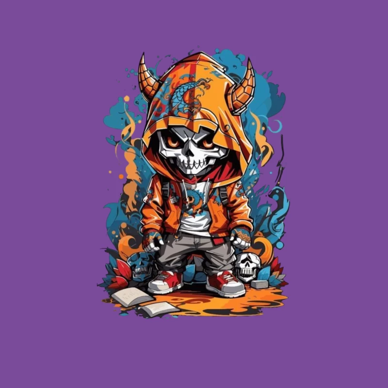Urban Skull Cartoon Art Male T-Shirt