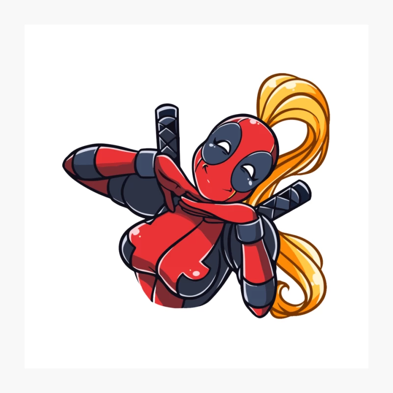 Cute Chibi Deadpool Cartoon Superhero Pin