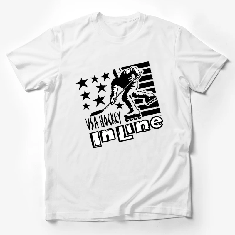 USA Inline Hockey Sports Logo with Stars and Stripes Design Male T-Shirt