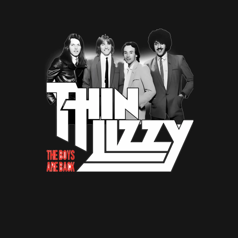 Thin Lizzy "The Boys Are Back" Album Cover - Classic Rock Band Portrait in Black and White Female Long Sleeve T-Shirt