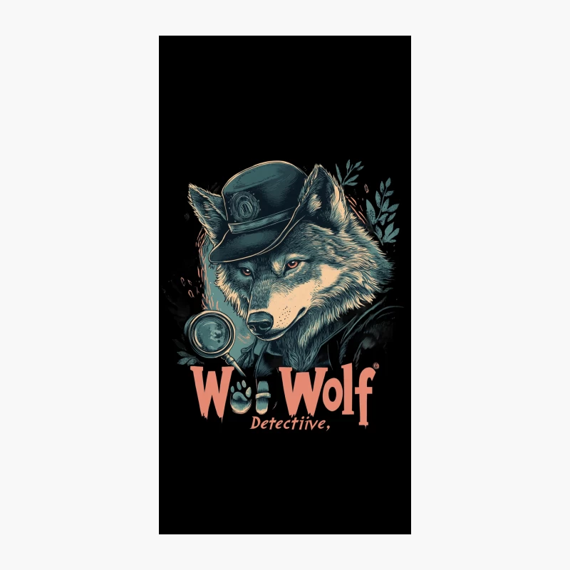 Stylized Detective Wolf Illustration with Hat and Magnifying Glass iPhone Case