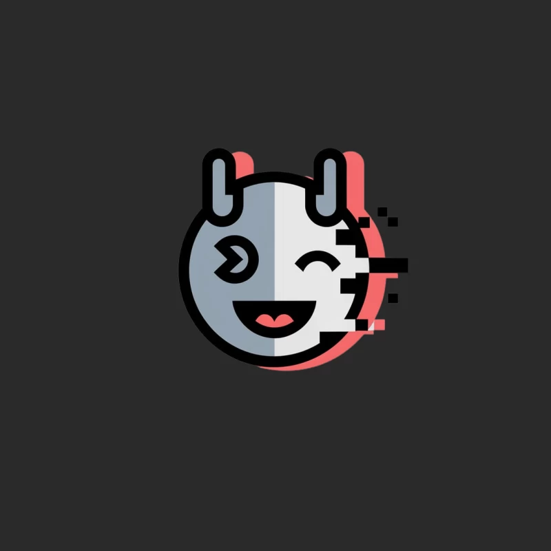Glitched Rabbit Emoji Digital Art Icon Baseball Cap