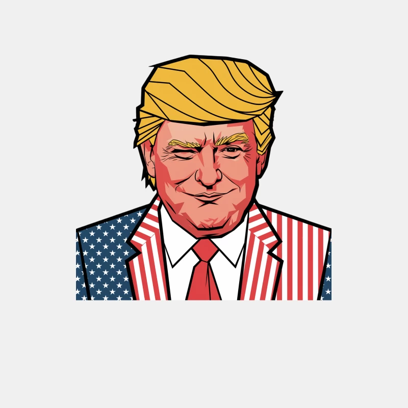 Patriotic Cartoon Illustration of Political Figure in American Flag Suit Male Tank Top