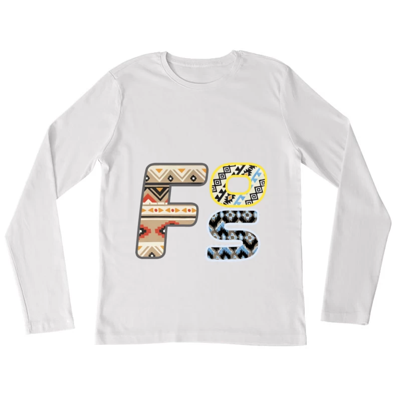 Bunter Tribal Initialen Damen Langarm T-Shirt
