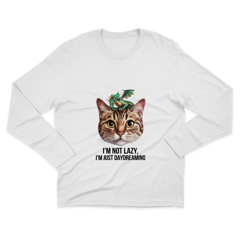 Feline Fantasy: A Cat's Daydream with Dragons Male Long Sleeve T-Shirt