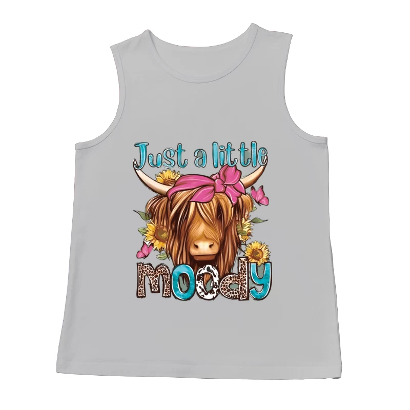 Highland-Kuh mit Blumen und Stimmung Herren Tanktops