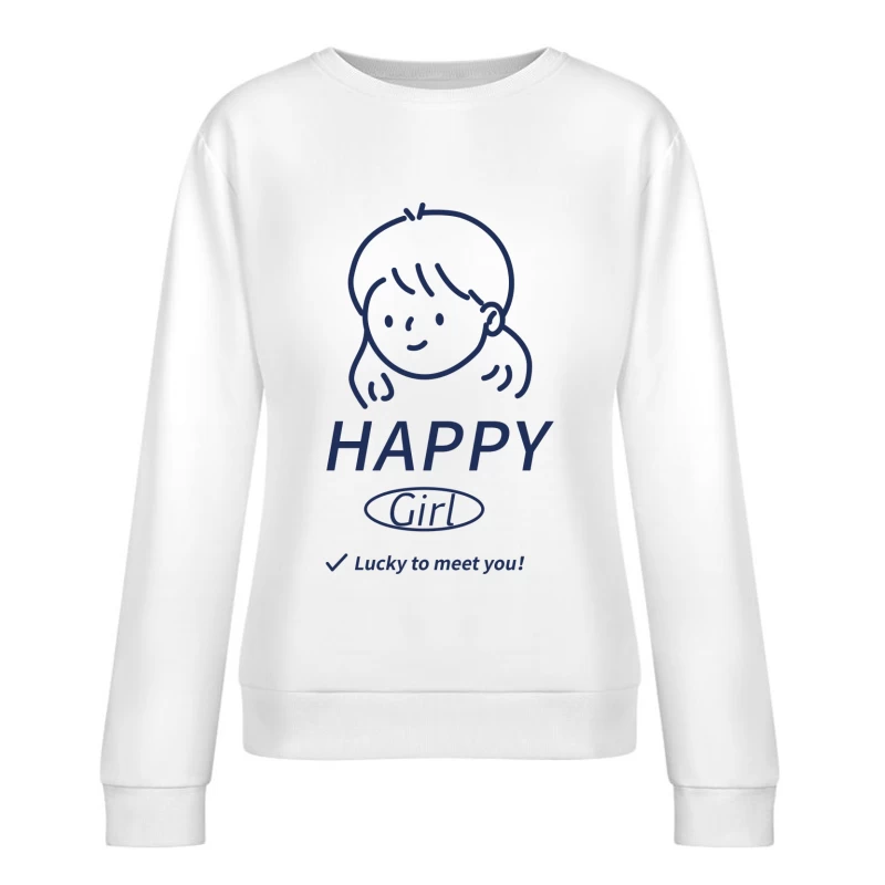Fröhliches Mädchen Illustration Damen Pullover Sweatshirt