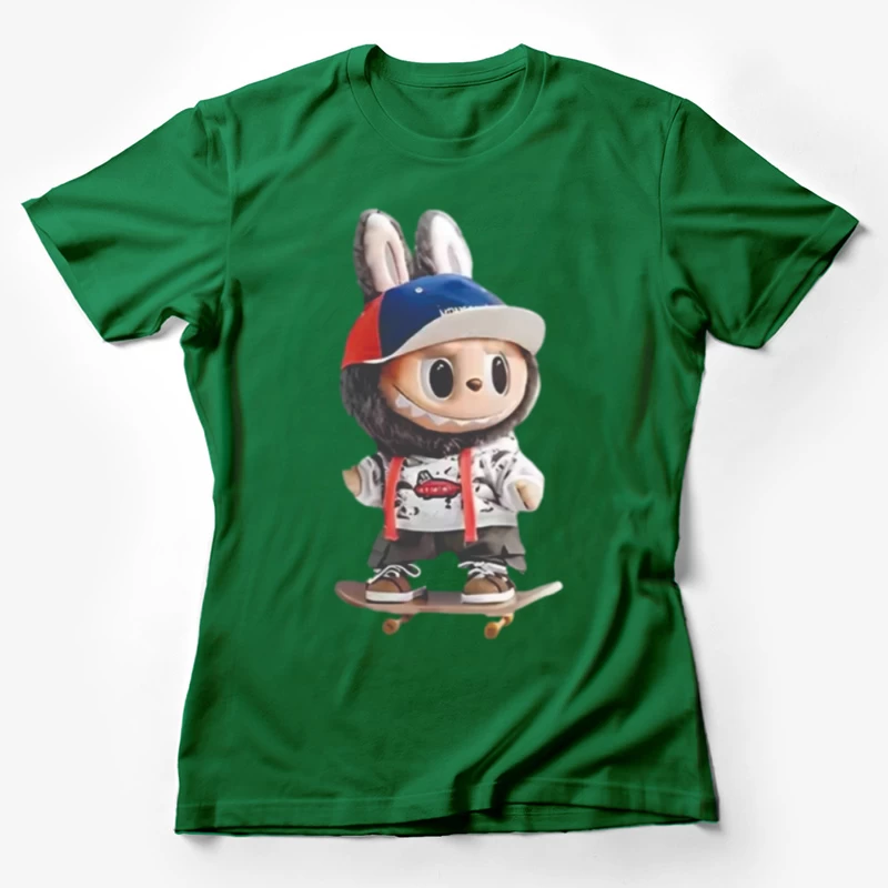Niedlicher Skater-Bunny mit Kapuze Damen T-Shirt