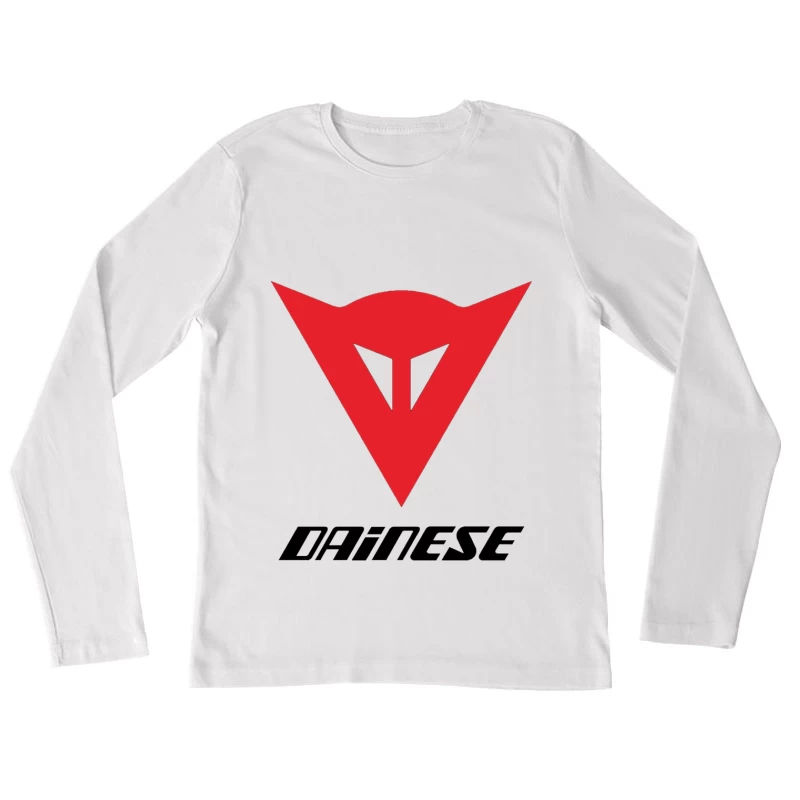 Dainese Motorcycle Gear Brand Logo in Red Female Long Sleeve T-Shirt