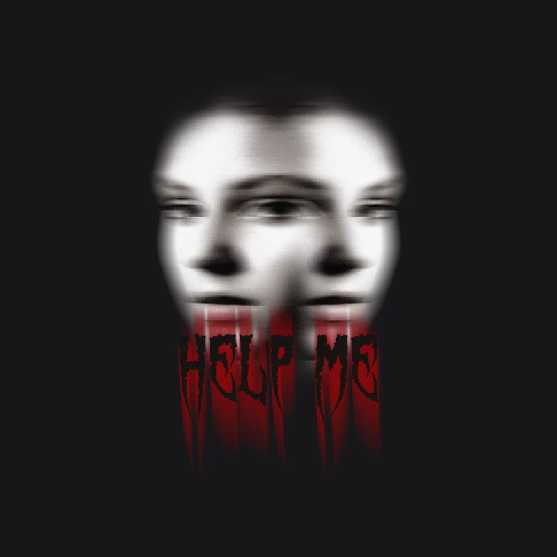 Unheimliches Doppelbild mit Hilfe-Aufruf Herren Pullover Hoodie