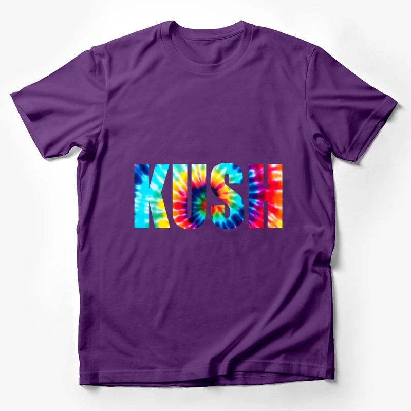 Colorful Tie-Dye KUSH Text Male T-Shirt