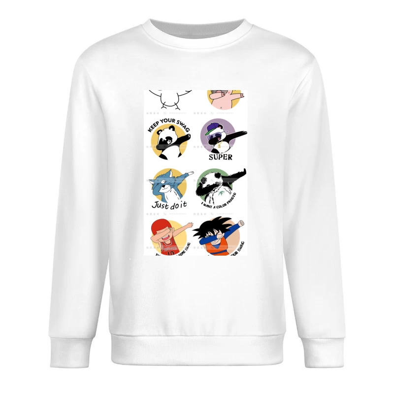 Lustige Cartoon-Charaktere beim Dab-Tanz Herren Pullover Sweatshirt