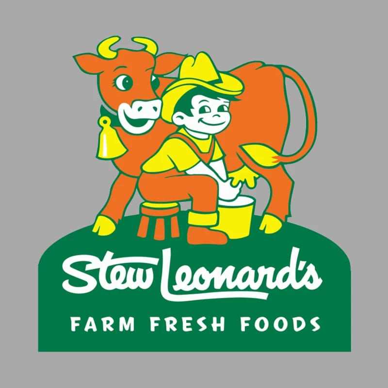 Stew Leonard's Vintage Farm Fresh Foods Logo with Cartoon Cow Male Pullover Hoodie