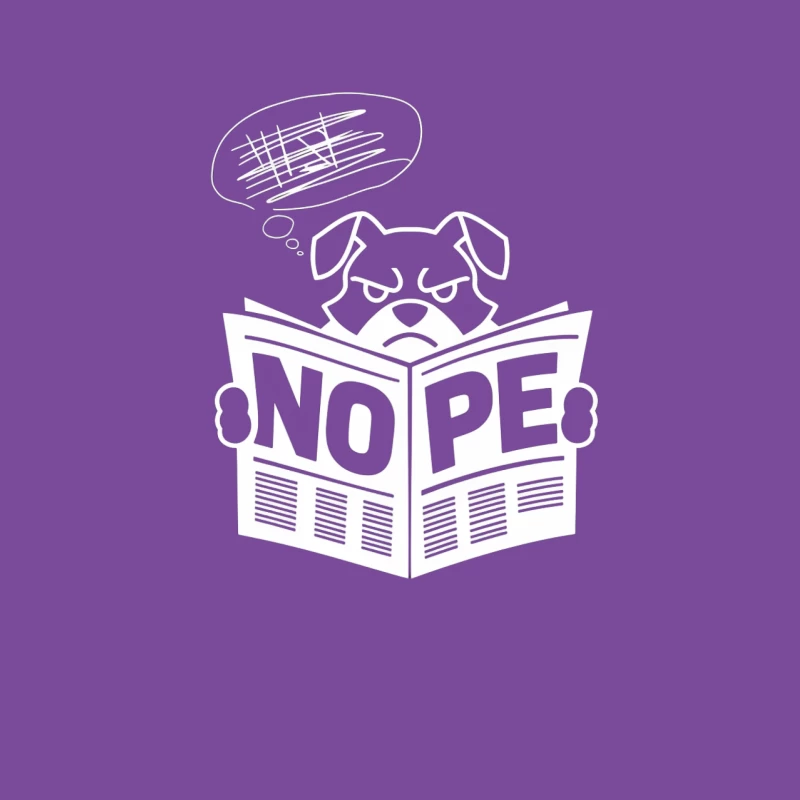 Skeptical Cartoon Dog Reading 'Nope' Newspaper Female T-Shirt