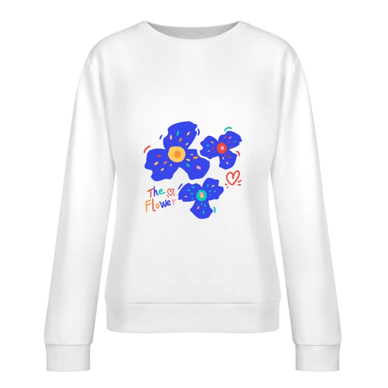 Bunte Blumenillustration Damen Pullover Sweatshirt