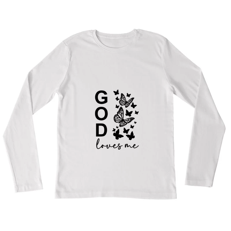 Dio mi ama Design con farfalle Maglietta maniche lunghe Donna