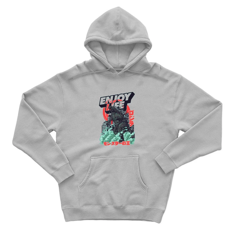 Godzilla Enjoy Life Graphic Male Pullover Hoodie