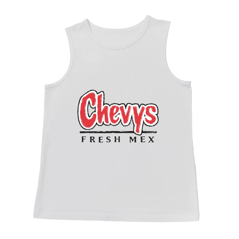 Chevys Fresh Mex Restaurant Logo Design Male Tank Top