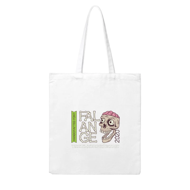 Handcrafted Skull Font Design Cotton Tote Bag