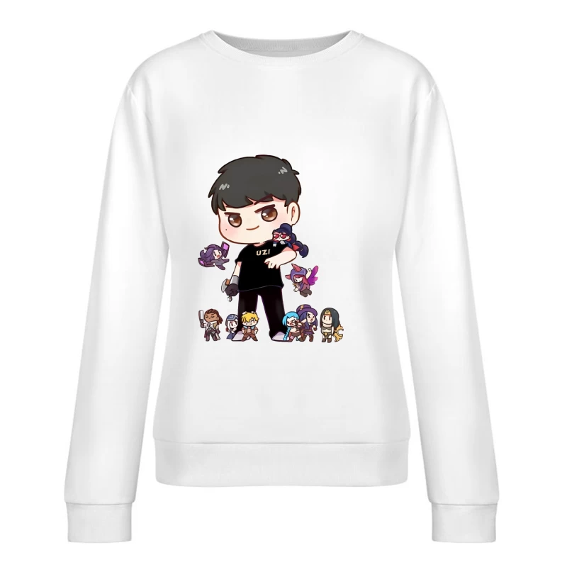 Chibi-Design mit Charakteren Damen Pullover Sweatshirt