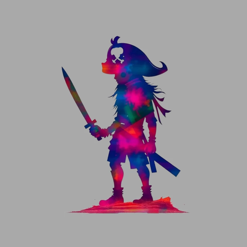 Cosmic Pirate Silhouette with Sword Female Pullover Hoodie