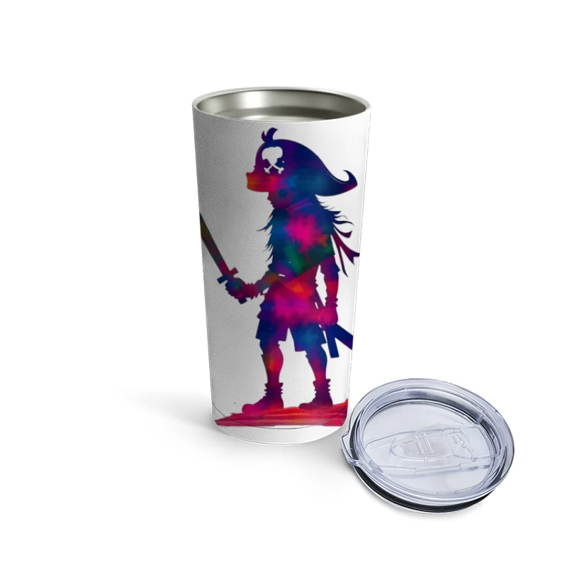 Cosmic Pirate Silhouette with Sword Travel Mug