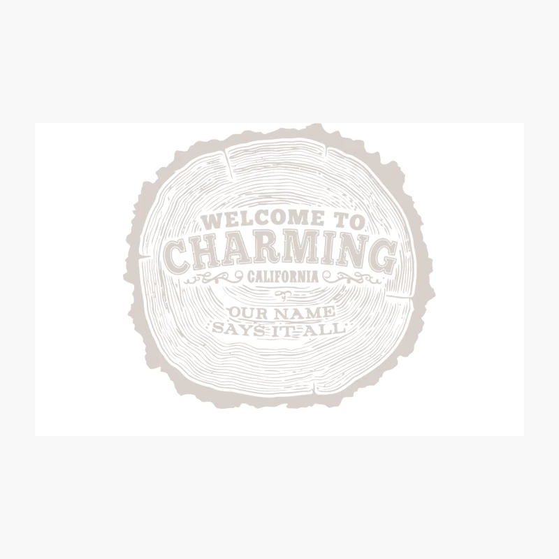 Rustic Welcome Sign for Charming, California on Wood Slice Travel Mug
