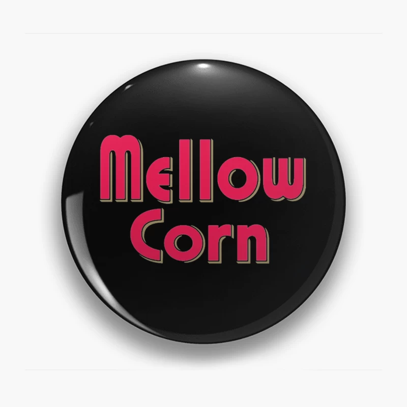 Retro Pink "Mellow Corn" Typography Logo Design Pin