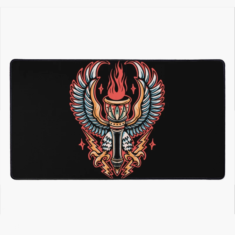 Mythical Winged Torch Artwork Desk Mat