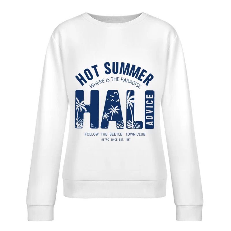 Heißer Sommerparadies-Grafik mit Retro-Stil Damen Pullover Sweatshirt