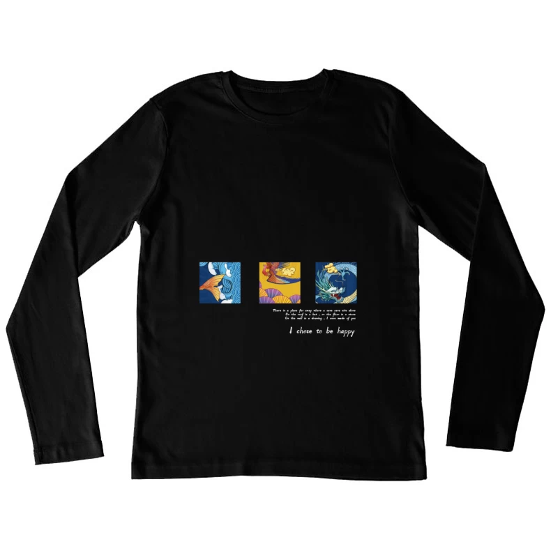Drachen und Phönix Kunstmotiv Damen Langarm T-Shirt