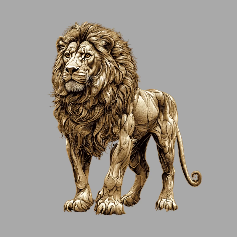 Majestic Artistic Lion Illustration: Detailed Wildlife Portrayal Female Pullover Hoodie
