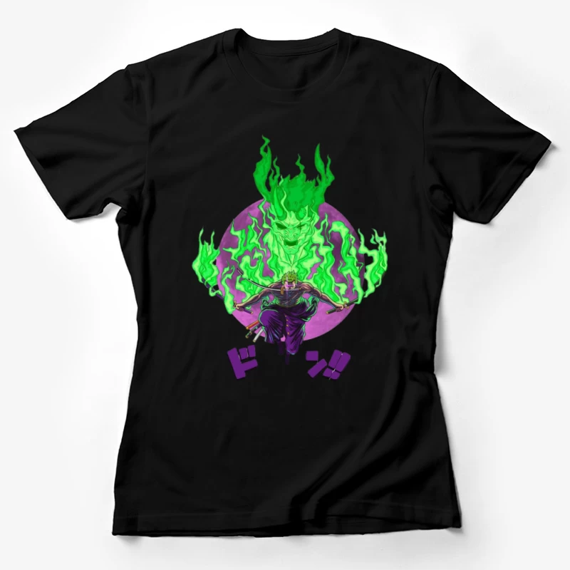 Samurai mit grünem Feuergeist Damen T-Shirt