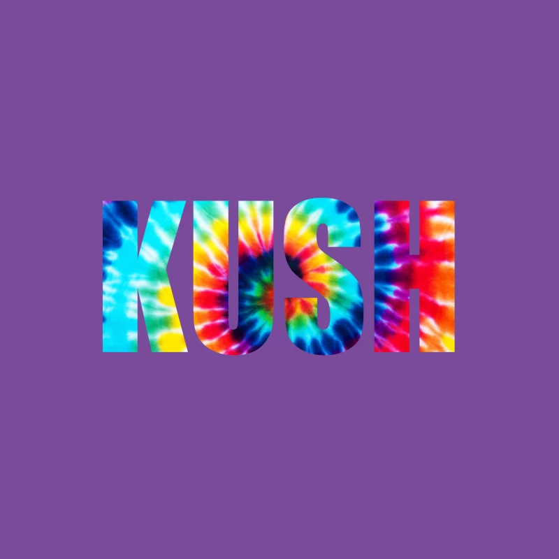Colorful Tie-Dye KUSH Text Male T-Shirt