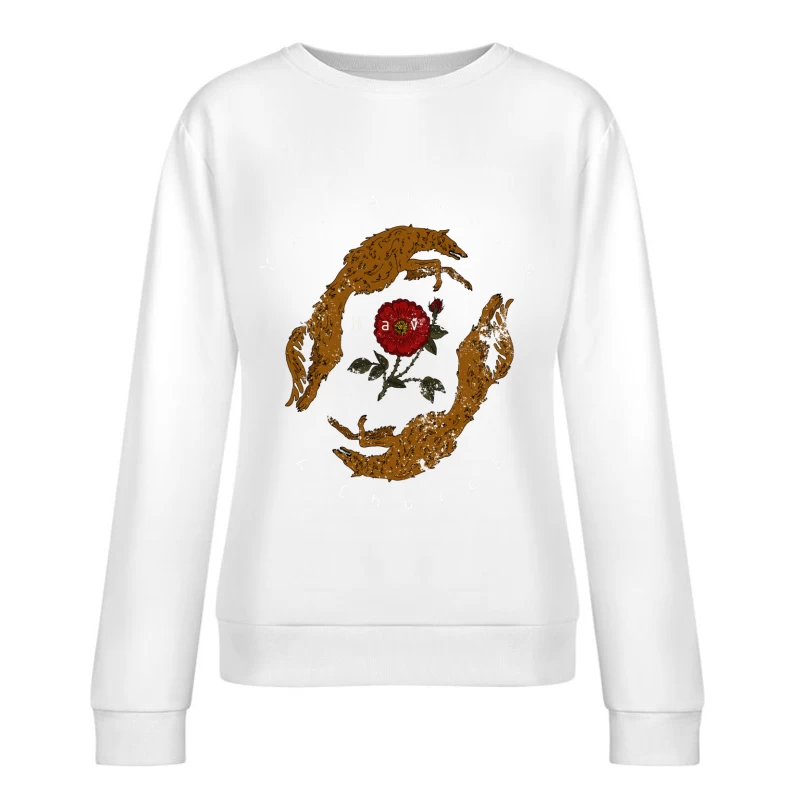 Art Symétrique avec Renards et Fleur Femme Sweat-shirt à enfiler