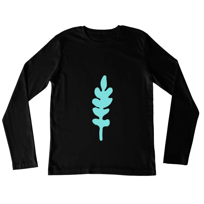 Silhouette de feuille turquoise Femme Manches Longues T-Shirt