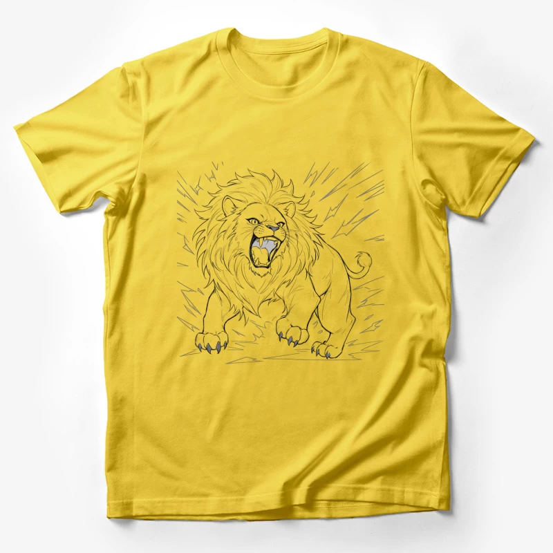 Fierce Roaring Lion Illustration Male T-Shirt