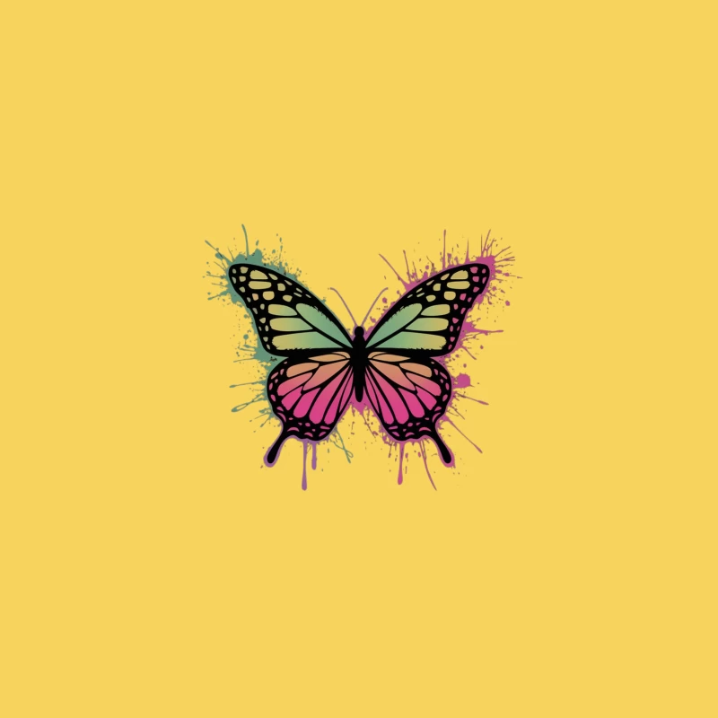 Artistic Watercolor Butterfly with Splash Effect Bucket Hat