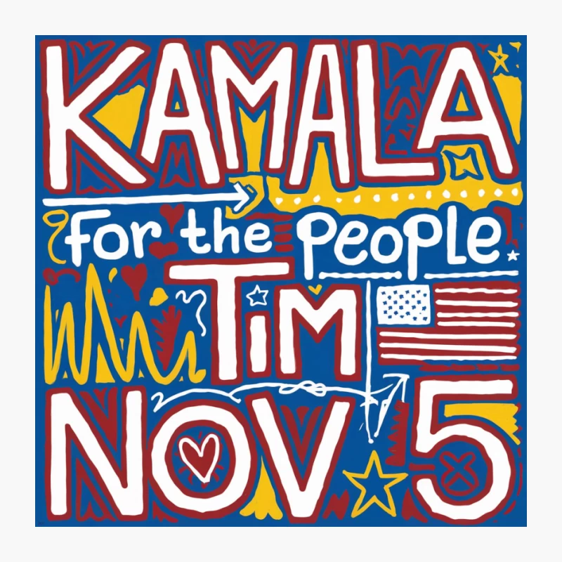 Vibrant Election Campaign Poster for Kamala with American Patriotic Elements Pin