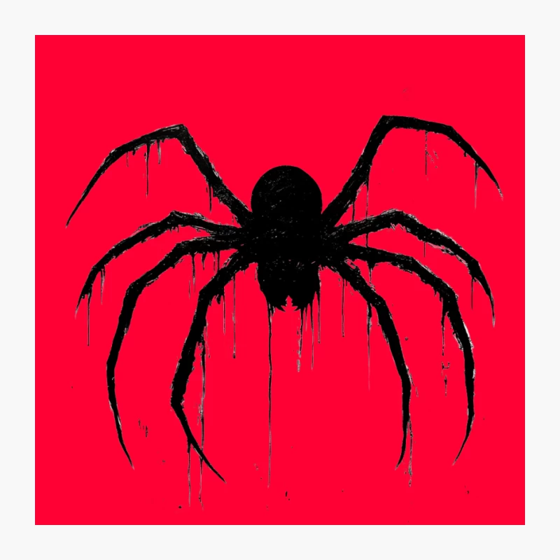 Dripping Gothic Spider Silhouette: A Spooky Halloween Illustration Pin