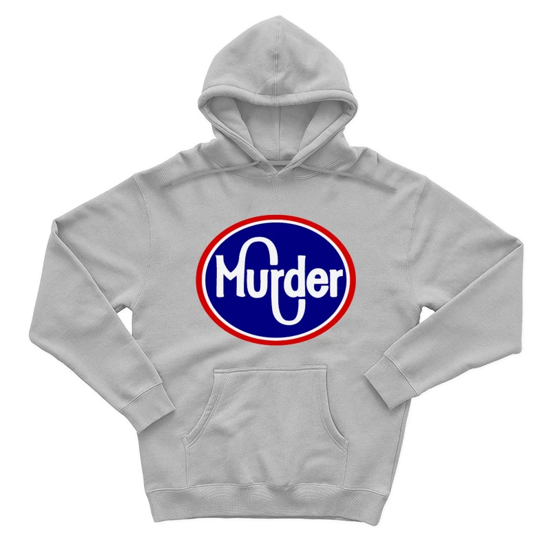 Vintage-Style Murder Text Logo in Blue and Red Male Pullover Hoodie