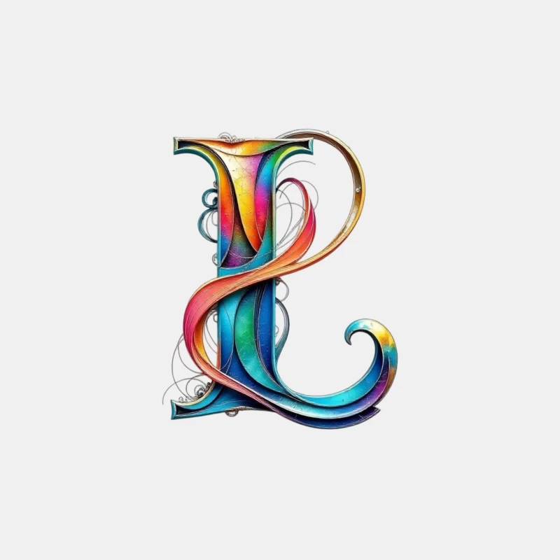 Ornate Rainbow Letter P with Decorative Swirls Male Tank Top