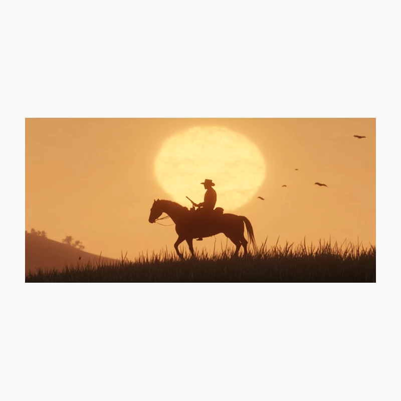 Silhouette of Cowboy on Horseback at Sunset in Western Landscape Coffee Mug