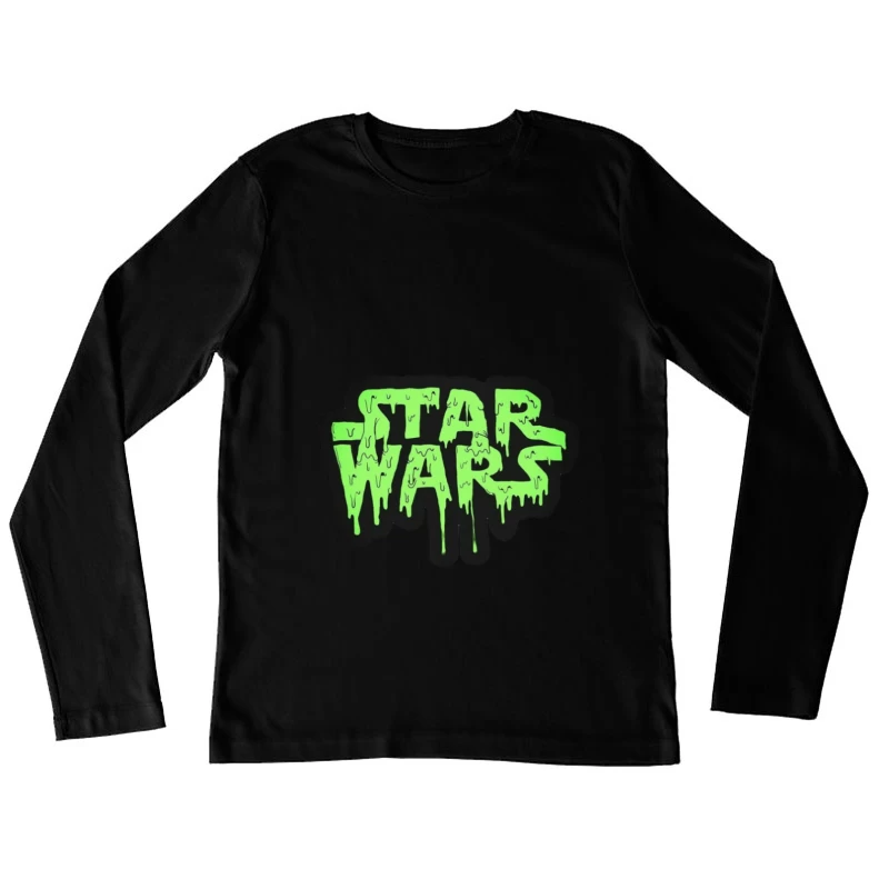 Grüne Tropfen-Star Wars-Logo Damen Langarm T-Shirt