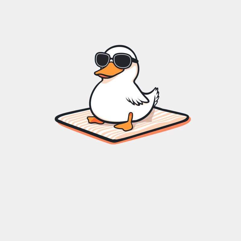 Cute Cartoon Duck with Sunglasses Relaxing on Beach Towel Male Tank Top