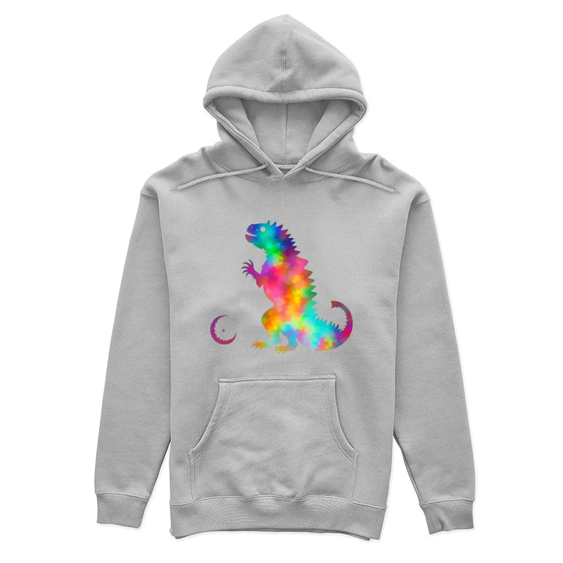 Rainbow Watercolor T-Rex Silhouette Female Pullover Hoodie